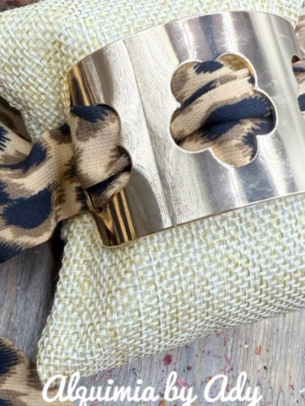 Animal Print + Fall + Gold cuff scarf bracelet